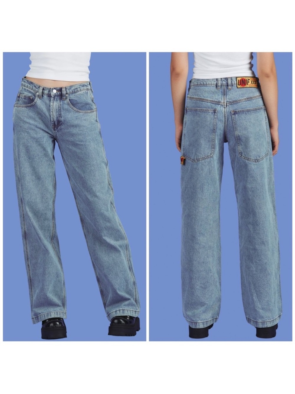 UNIF Jeans Best Ever Skater Baggy Loose Utility Thick Denim Indie 90s Straight
